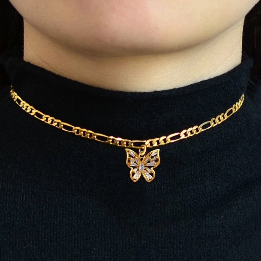 18k gold plated Butterfly Necklaces, butterfly pendant necklace , butterfly chok